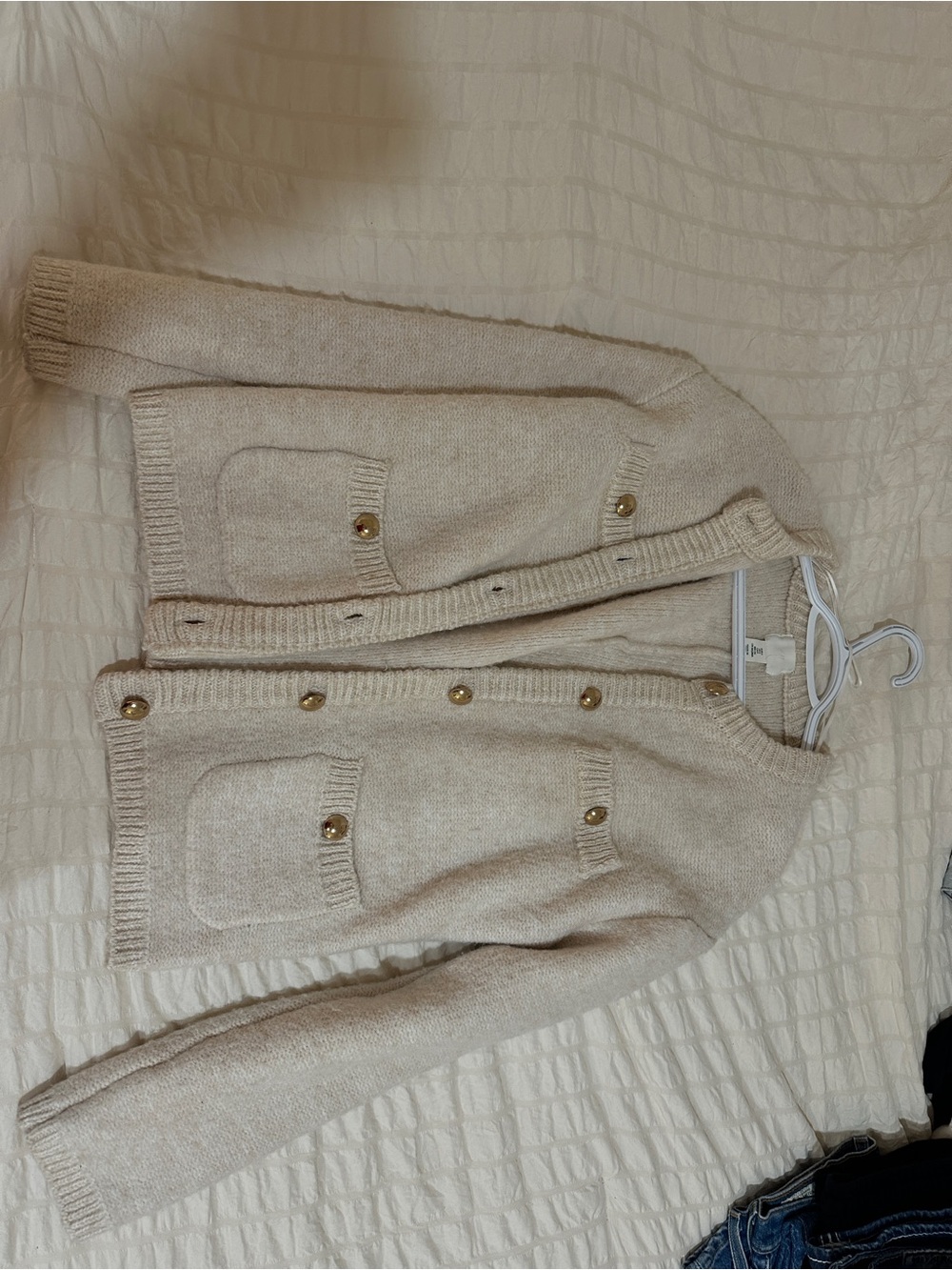 H&M Cream Knit Cardigan with Gold Buttons